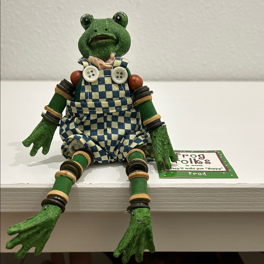 NWT Vintage GANZ “Fred” Frog Folks Shelf Sitter , Folk Art